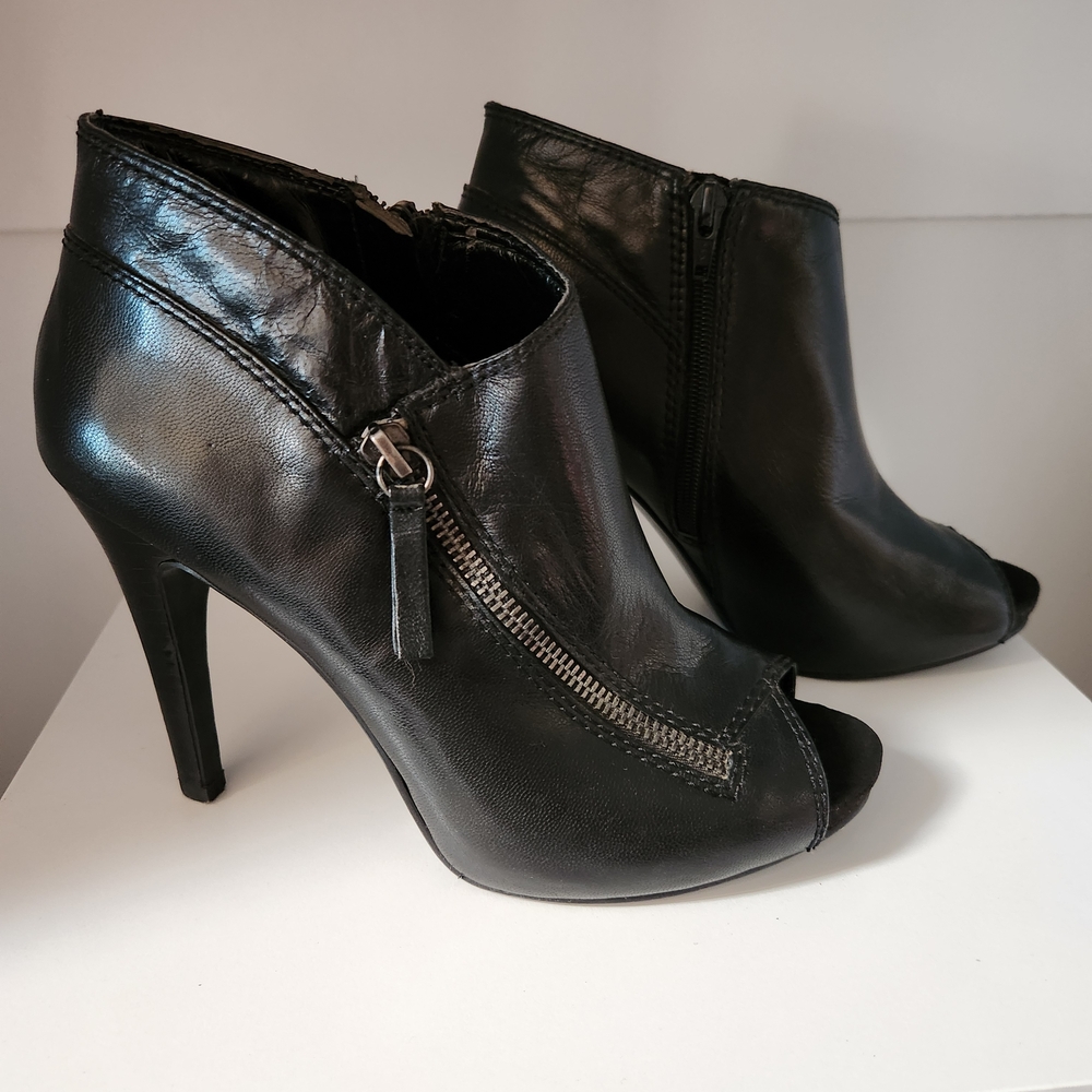 Nine West Black Peep-Toe Heeled Boots